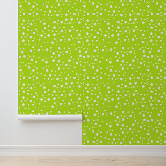 Papel Pintado Puntos Blancos Modernos sobre Verde Claro (Solicitud)