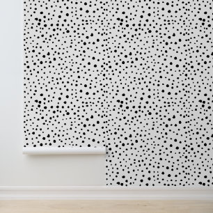 Papel Pintado Puntos dálmatas, puntos dálmatas, blanco y negro