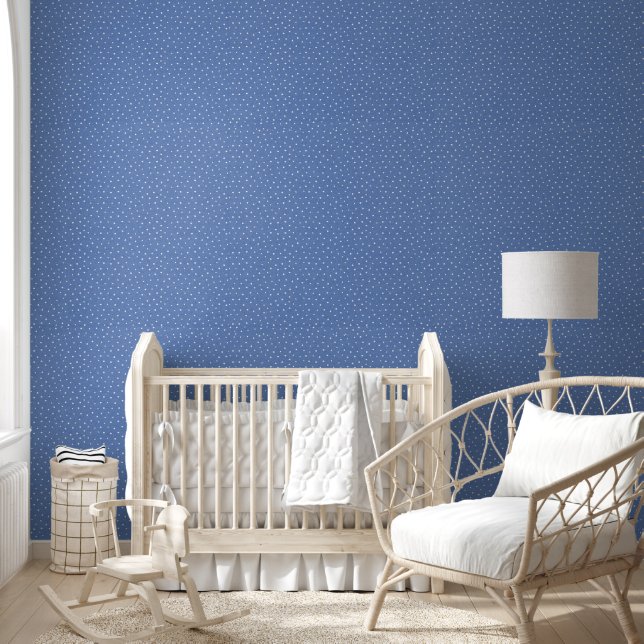 Papel Pintado Puntos De Pin Blanco Sobre El Azul (Niños)