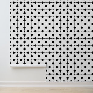 Papel Pintado Puntos de Polka Negro, Patrón de Punto de Polka, P