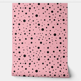 Papel Pintado Puntos negros modernos - Rosa claro de moda