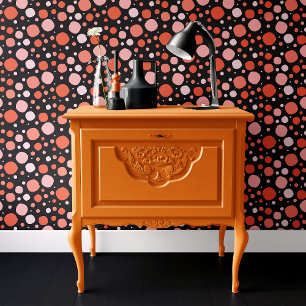 Papel Pintado Puntos negros y naranjas de Halloween
