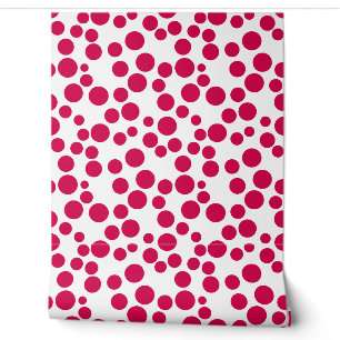 Papel Pintado puntos rojos de polka en un fondo blanco