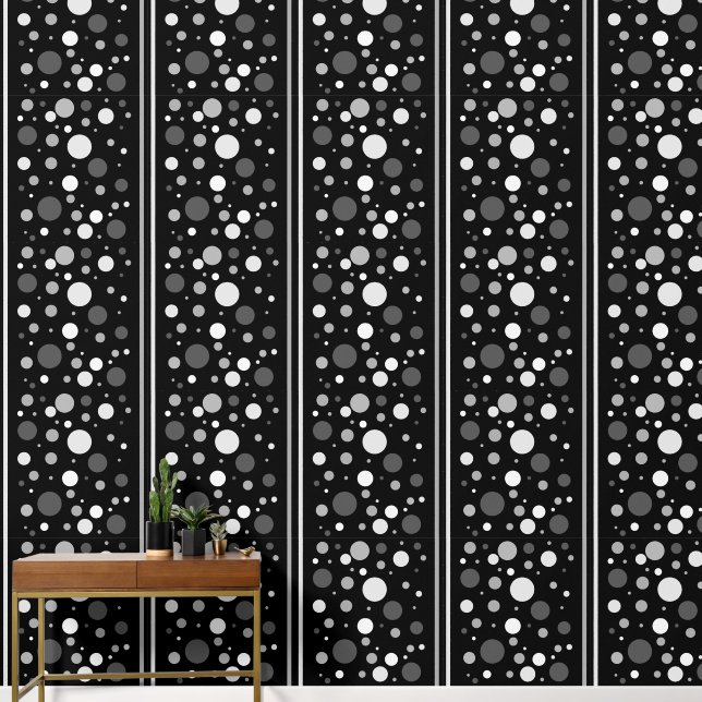 Papel Pintado Puntos y franjas de polka monocromo (Pasillo)