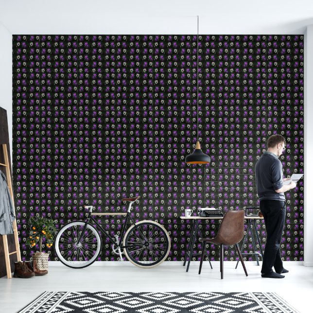 Papel Pintado Purple and White Floral (Sala de estar)