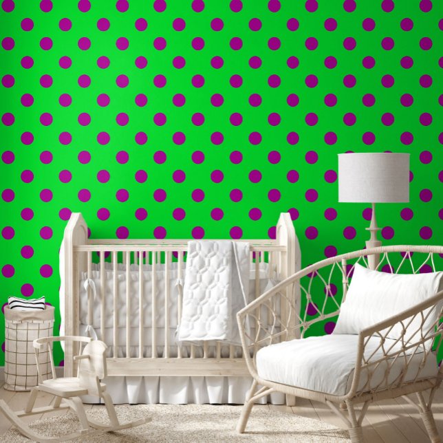 Papel Pintado Purple On Green Polka Dots Pattern Design  (Subido por el creador)