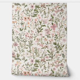 Papel Pintado Púrpura Pastel Elegante \ Flores salvajes rosadas