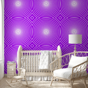 Papel pintado púrpura rayado redondo blanco con co