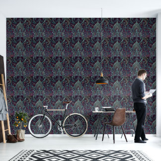 Papel Pintado Púrpura Teal Dorado Metálico