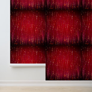 Papel Pintado Purpurina de oro ilumina negro y rojo