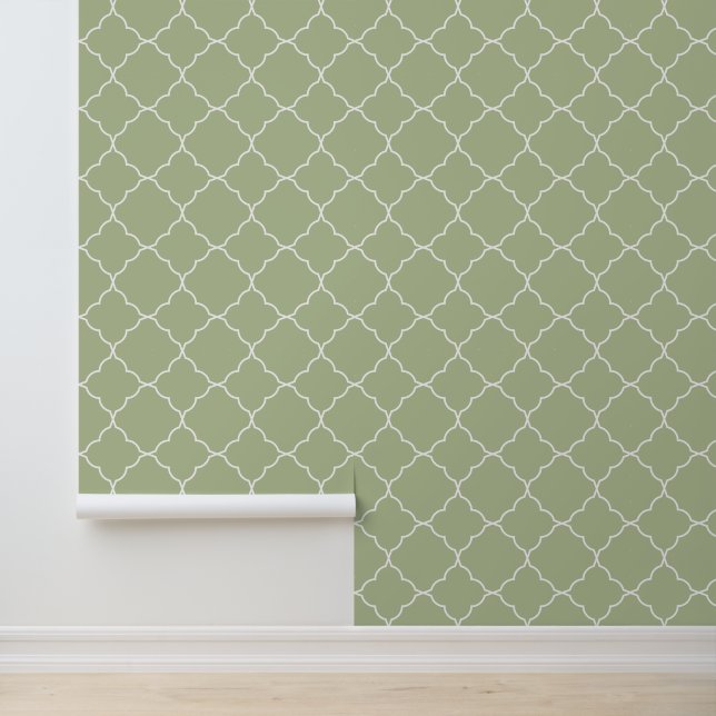 Papel Pintado Quatrefoil verde claro moderno de moda (Solicitud)