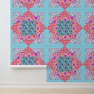 Papel Pintado Quilted Patchwork Square Country Gingham Checks