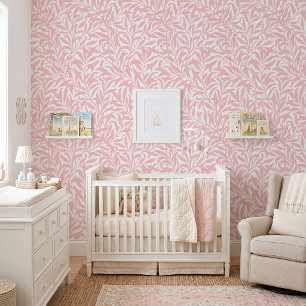 Papel Pintado Rama de sauce rosa y blanca de pétalo