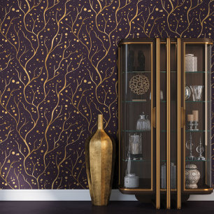 Papel Pintado Ramas de árbol dorado - cambiar el color de fondo