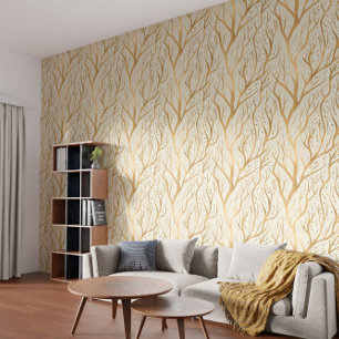 Papel Pintado Ramas de árbol dorado - cambiar el color de fondo