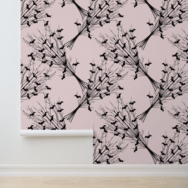 Papel Pintado Ramas espumosas de murciélago gótico rosado de Hal (Solicitud)