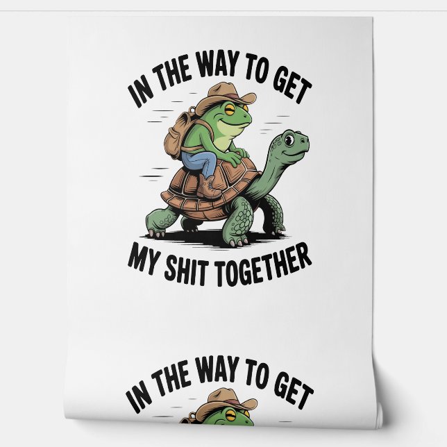 Papel Pintado Rana con tortuga de Gorra (Desenrollar)