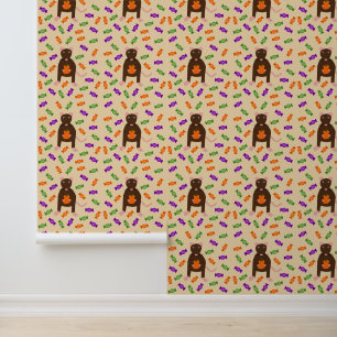 Papel Pintado Rata de Halloween y calabaza estampada