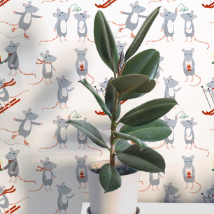 Papel Pintado Ratones Festivos de Vacaciones de Invierno