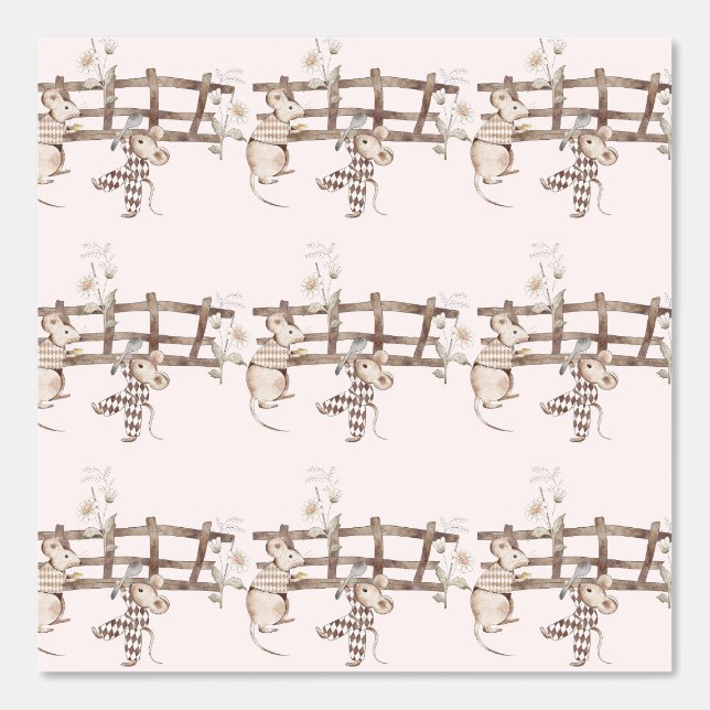 Papel Pintado Ratones y vallas de granja Tan (Anverso)