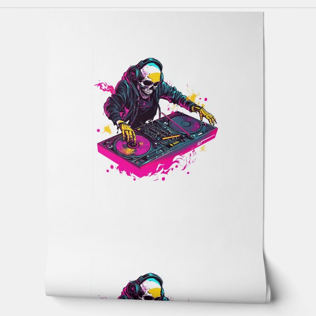 Papel Pintado Rave Skull - Fiesta de EDM Skeleton DJ (Desenrollar)