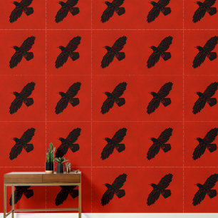 Papel Pintado Raven en rojo