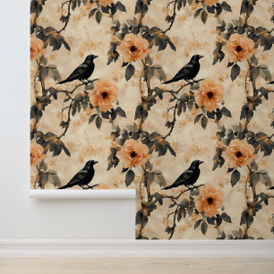 Papel Pintado Raven Floral Crow Gothic