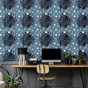 Papel Pintado Raven Moon Phases Stars Blue