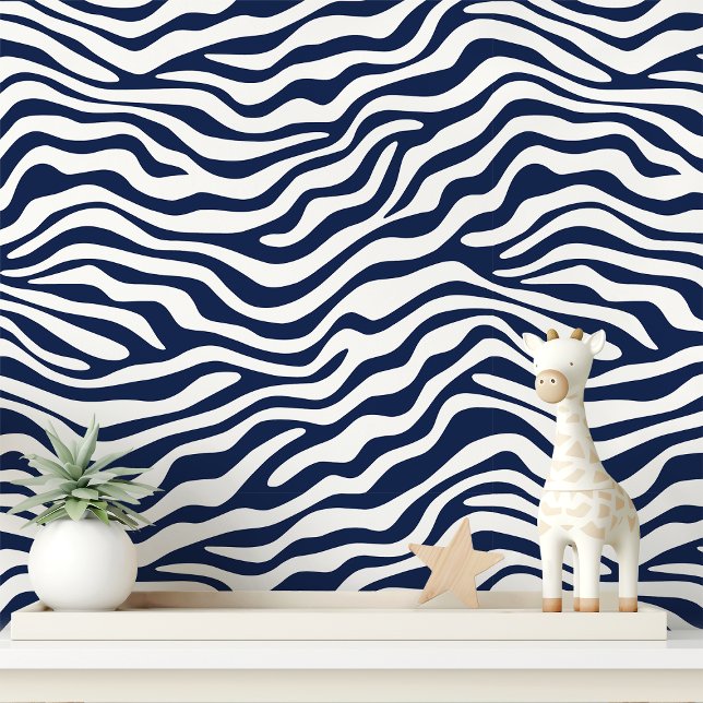 Papel Pintado Raya de cebra azul marino y blanco (Subido por el creador)
