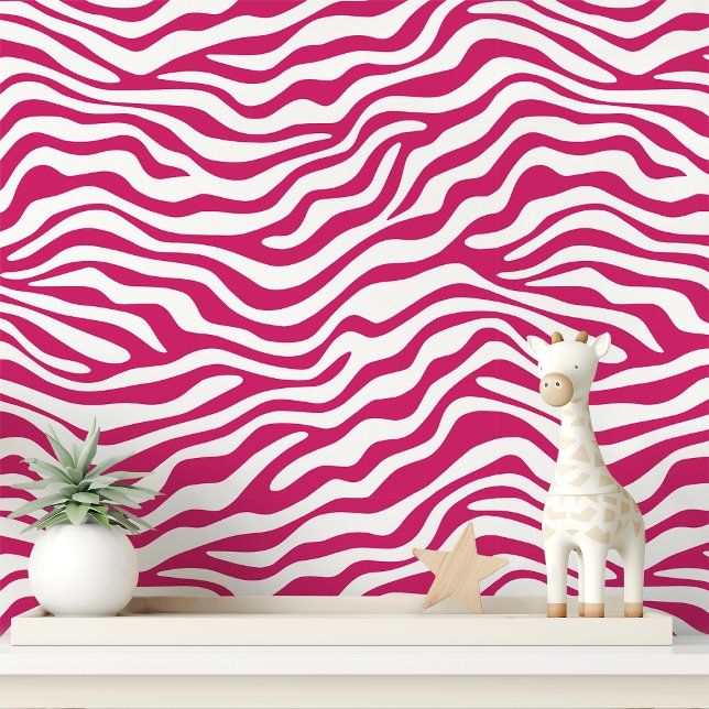 Papel Pintado Raya de cebra rosa caliente y blanca (Subido por el creador)