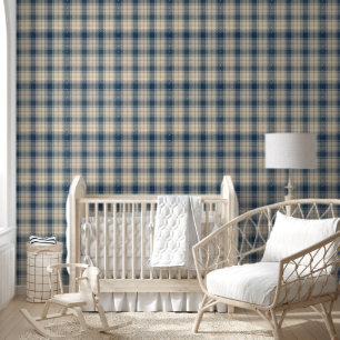 Papel Pintado raya de ferrocarril beige marino