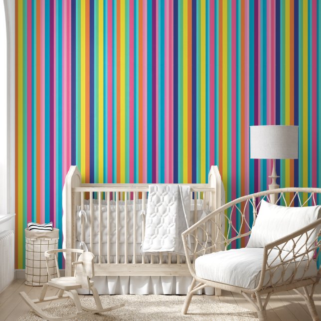 Papel Pintado Rayas arcoiris pasteles (Niños)