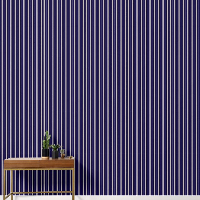 Papel Pintado Rayas azul oscuro y blancas (Pasillo)