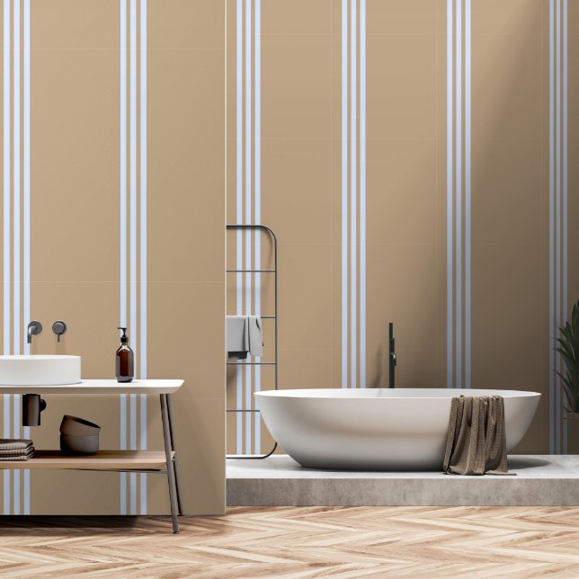 Papel Pintado Rayas azules en Tan (Baño)