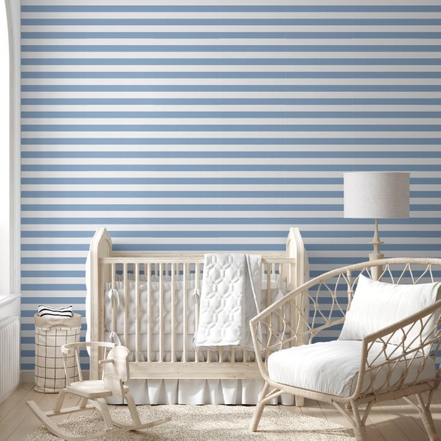 Papel Pintado Rayas Azules y Blancas Modernas (Niños)