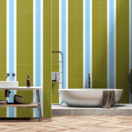 Papel Pintado Rayas blancas de color azul de la luz de oliva dor