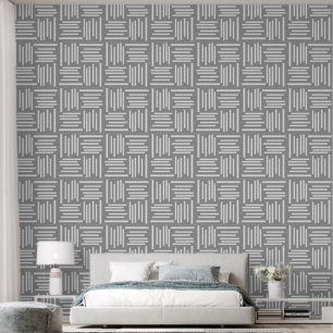 Papel Pintado Rayas blancas y fondo gris