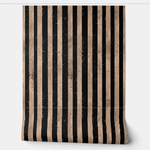 Papel Pintado Rayas bronceadas y negras