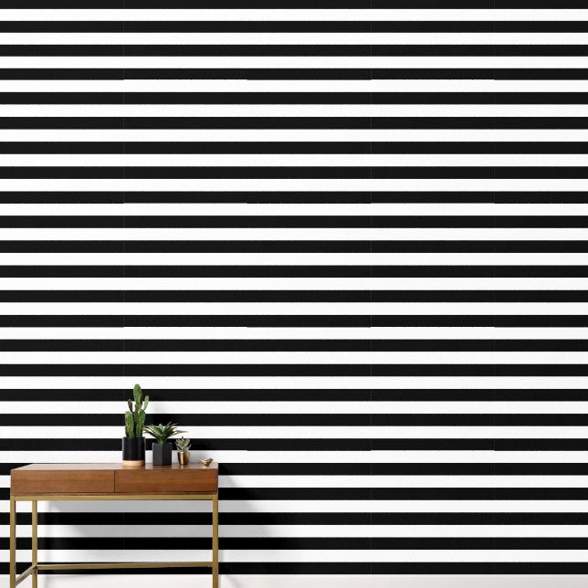 Papel Pintado Rayas Clásicas de Negro y Blanco (Pasillo)