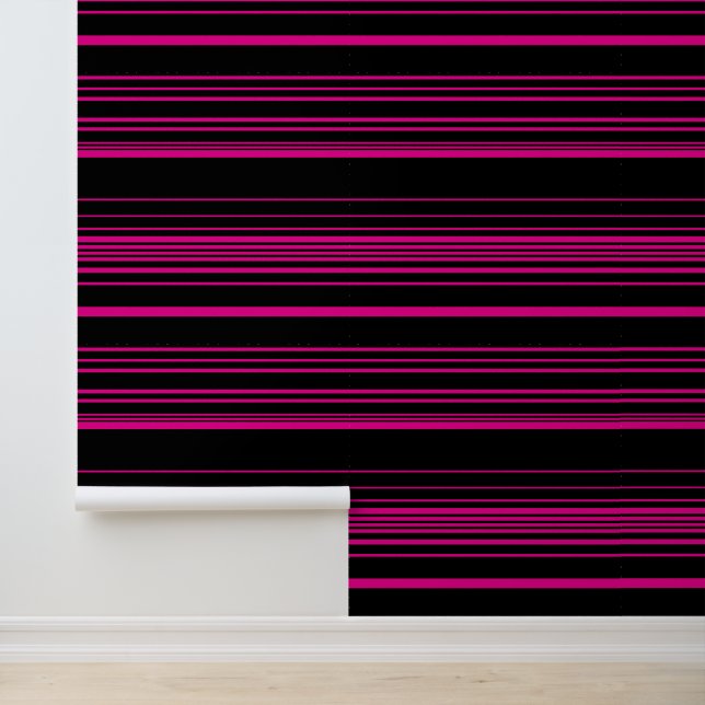 Papel Pintado Rayas complejas - Magenta y Negro (Solicitud)