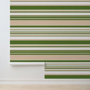 Papel Pintado Rayas complejas: verde blanco, arena y pálido