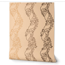 Papel Pintado Rayas curvas ombré - Marrón - Melocotón