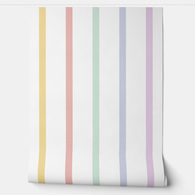 Papel Pintado Rayas de Arcoíris de Pastel (Desenrollar)