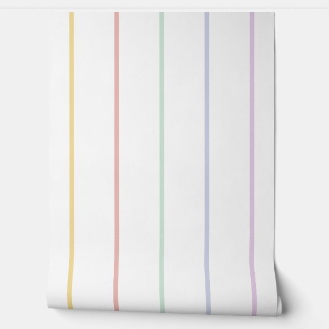 Papel Pintado Rayas de Arcoíris en Pastel (Desenrollar)