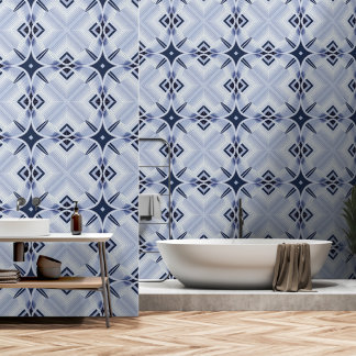 Papel Pintado Rayas de armonía azul y gris