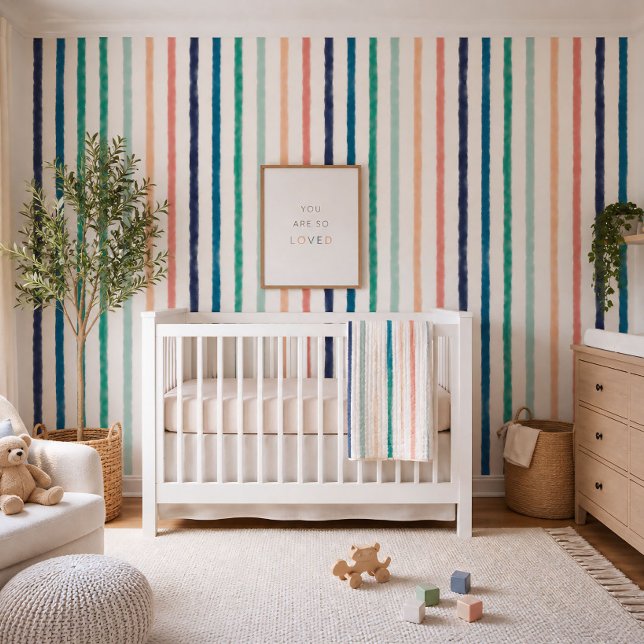 Papel Pintado Rayas de brisa marina (A little color, a lot of calm.  The kind of space that grows with them.)