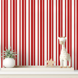 Papel Pintado Rayas de caramelo rojas y blancas