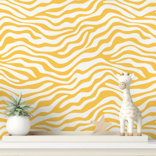 Papel Pintado Rayas de cebra amarillas y blancas