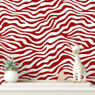 Papel Pintado Rayas de cebra rojas y blancas
