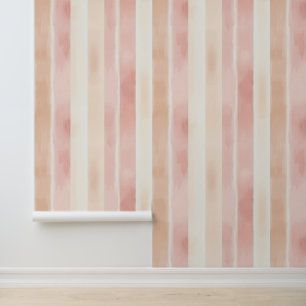 Papel Pintado Rayas de crema rosada de bonito